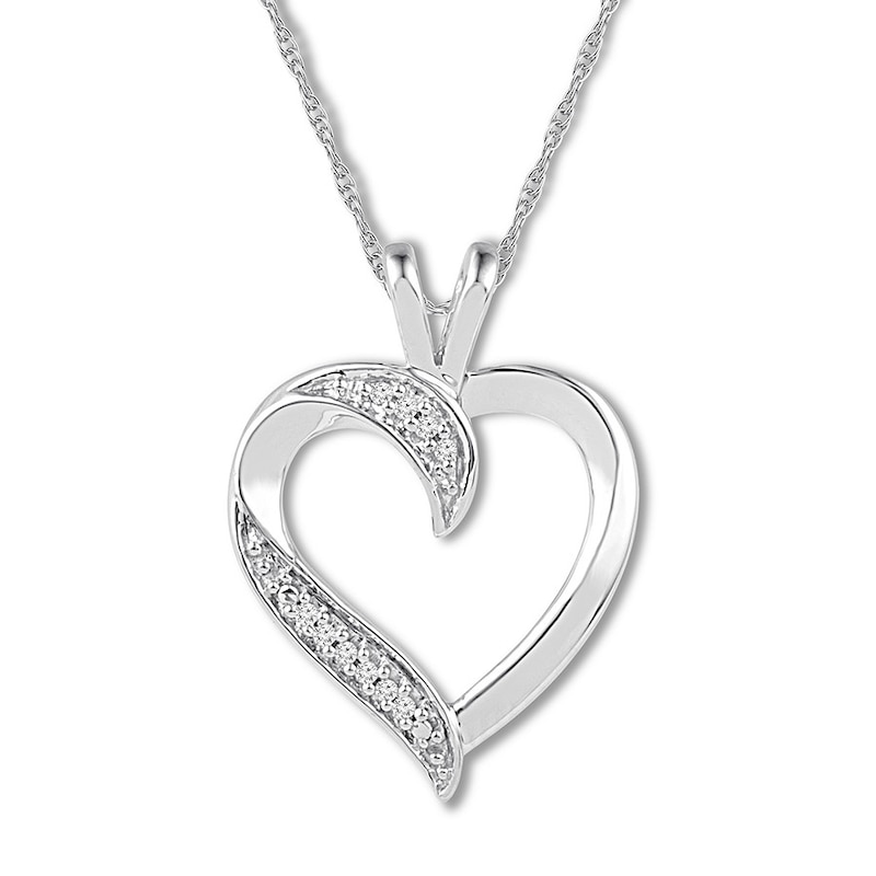 Diamond Heart Necklace Sterling Silver 18"