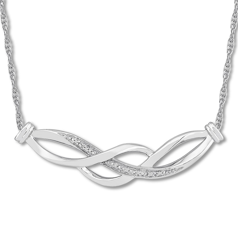 Diamond Necklace Sterling Silver 18"