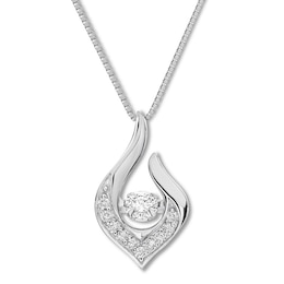 Unstoppable Love Necklace 1/5 ct tw Round-cut 10K White Gold 18&quot;