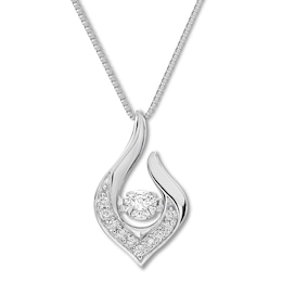Unstoppable Love Necklace 1/5 ct tw Round-cut 10K White Gold 18"