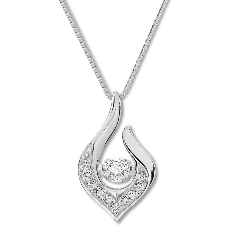 Main Image 1 of Unstoppable Love Necklace 1/5 ct tw Round-cut 10K White Gold 18"