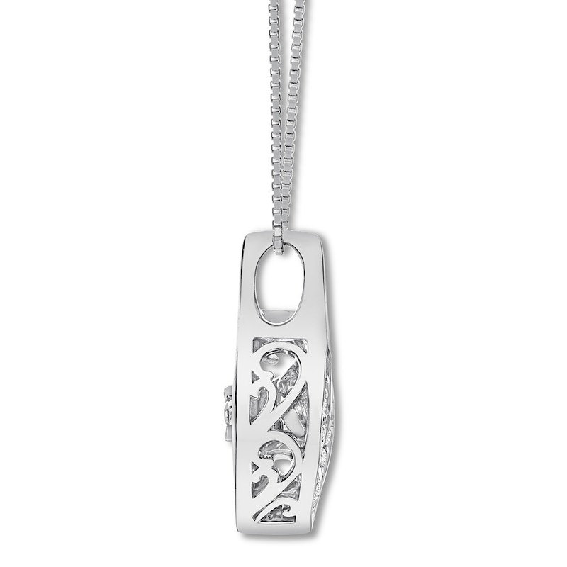 Main Image 2 of Unstoppable Love Necklace 1/5 ct tw Round-cut 10K White Gold 18"