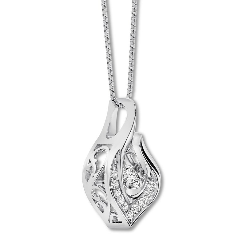 Main Image 3 of Unstoppable Love Necklace 1/5 ct tw Round-cut 10K White Gold 18"