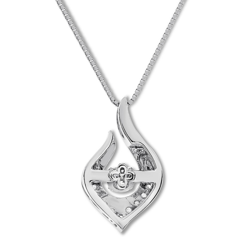 Unstoppable Love Necklace 1/5 ct tw Round-cut 10K White Gold 18"