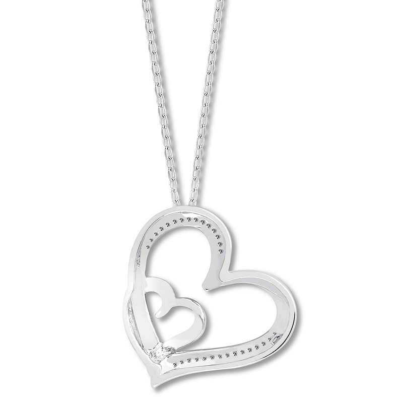 Main Image 4 of Diamond Heart Necklace 1/20 ct tw Round-cut Sterling Silver 18.5"