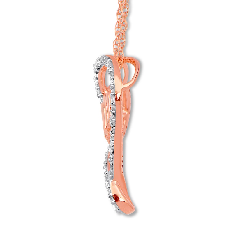 Main Image 2 of Diamond Heart "Mom" Necklace 1/10 ct tw 10K Rose Gold 18"