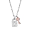 Thumbnail Image 0 of Diamond Lock & Key Necklace 1/10 ct tw Sterling Silver & 10K Rose Gold