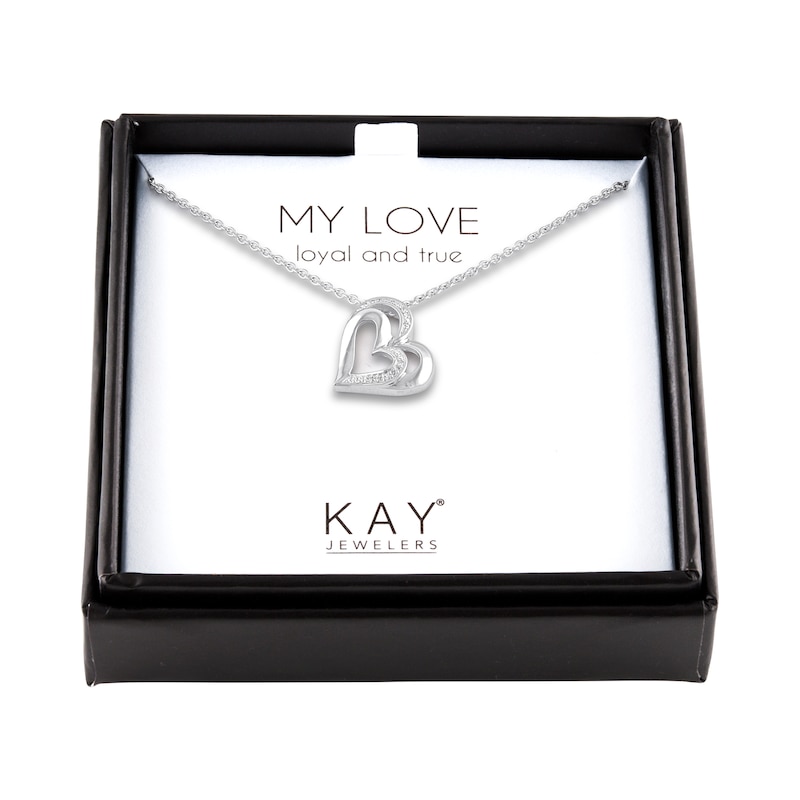 Heart Necklace with Diamonds Sterling Silver