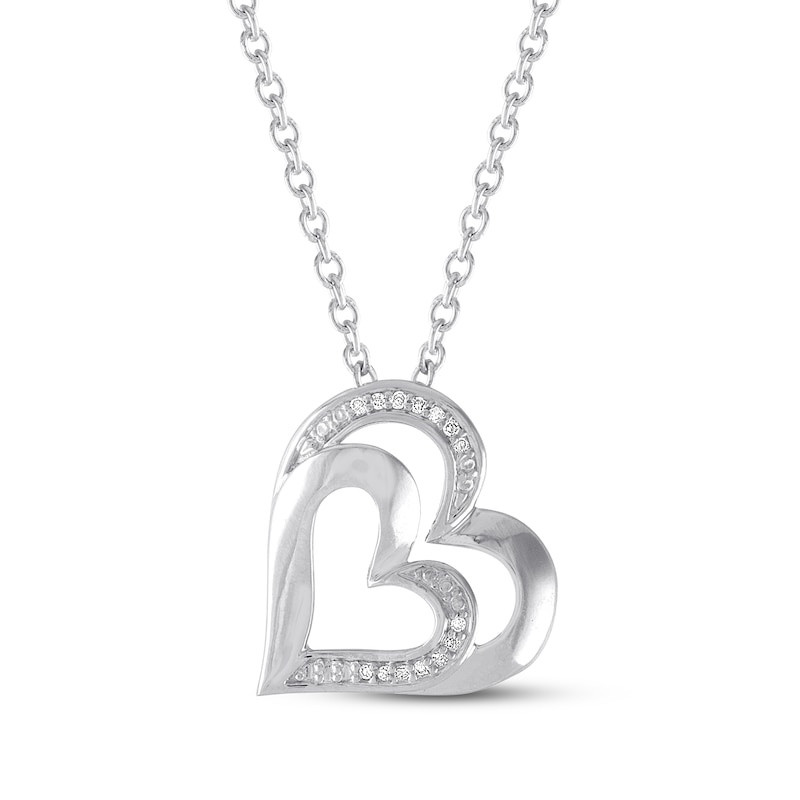 Heart Necklace with Diamonds Sterling Silver