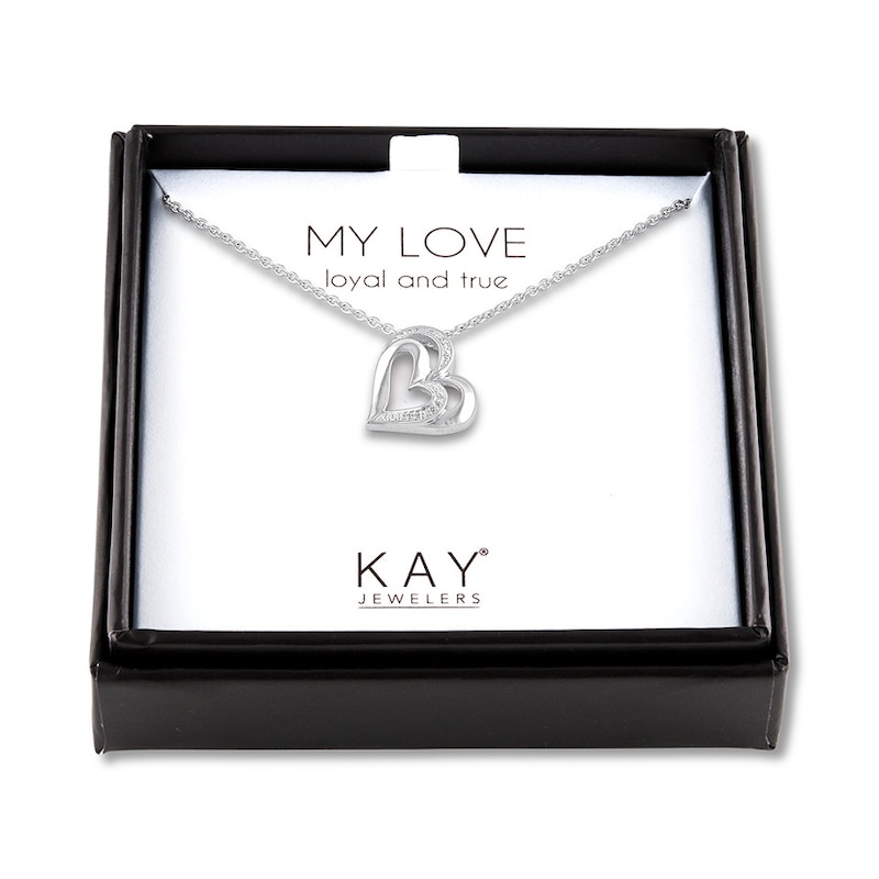 Heart Necklace with Diamonds Sterling Silver