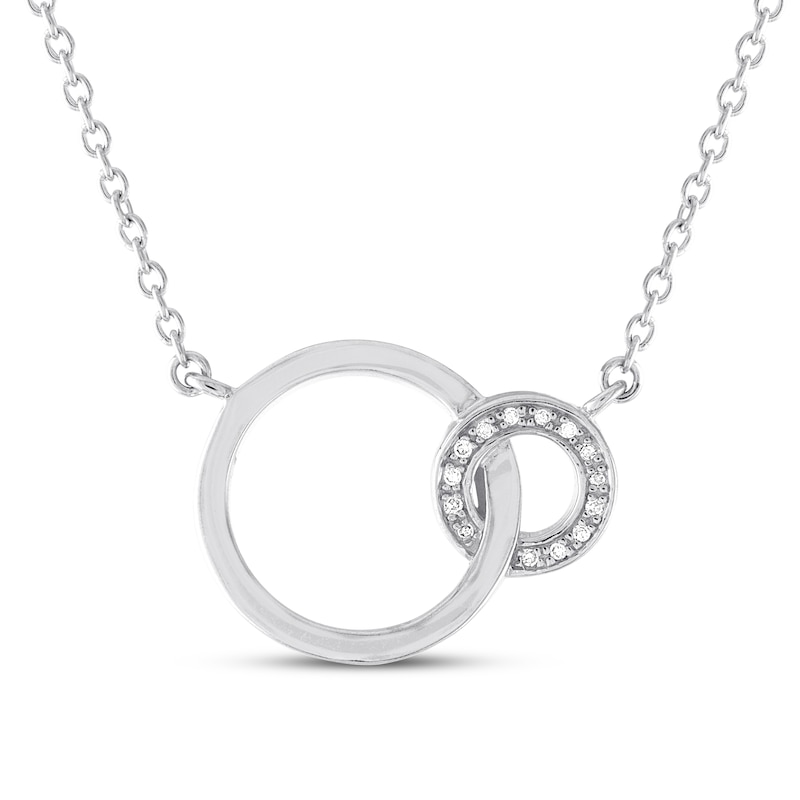 Interlocking Circles Necklace with Diamonds Sterling Silver