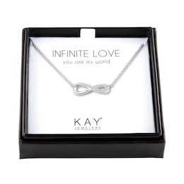 Infinity Necklace with Diamonds Sterling Silver