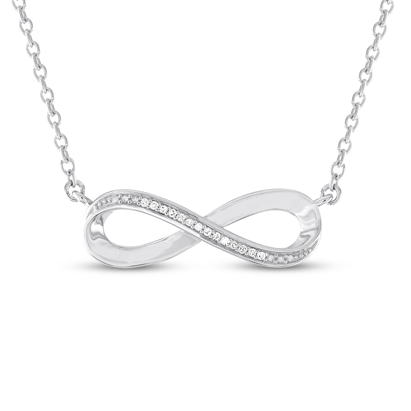 Infinity Necklace with Diamonds Sterling Silver