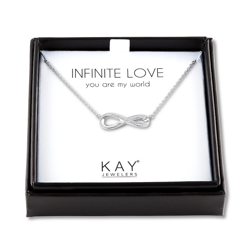 Infinity Necklace with Diamonds Sterling Silver