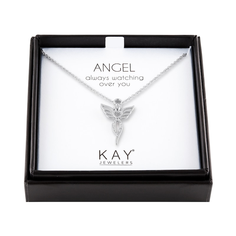 Angel Necklace with Diamonds Sterling Silver