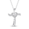 Thumbnail Image 1 of Cross and Heart Necklace with Diamonds Sterling Silver