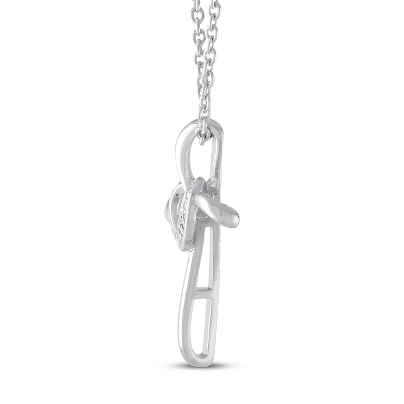 Cross and Heart Necklace with Diamonds Sterling Silver