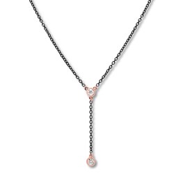 Bezel-Set Diamond Necklace 1/4 ct tw Stainless Steel & 10K Rose Gold 19&quot;