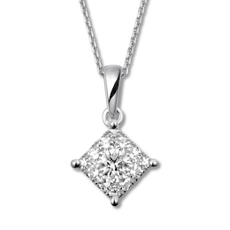 Diamond Necklace 1/4 ct tw Round-cut 10K White Gold 18"