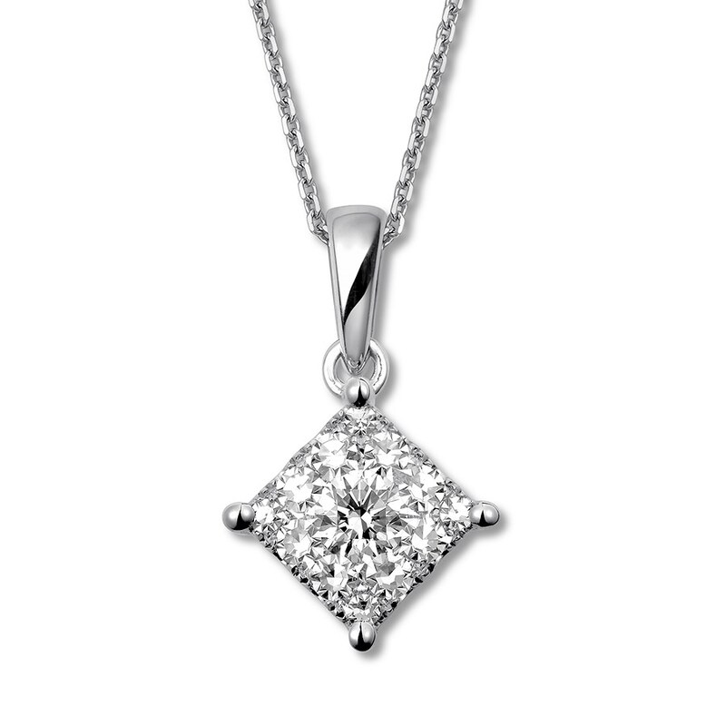 Main Image 1 of Diamond Necklace 1/4 ct tw Round-cut 10K White Gold 18"