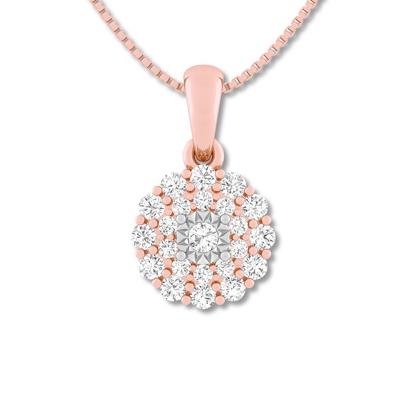 Main Image 1 of Diamond Necklace 3/8 ct tw Round-cut 10K Rose Gold 18"