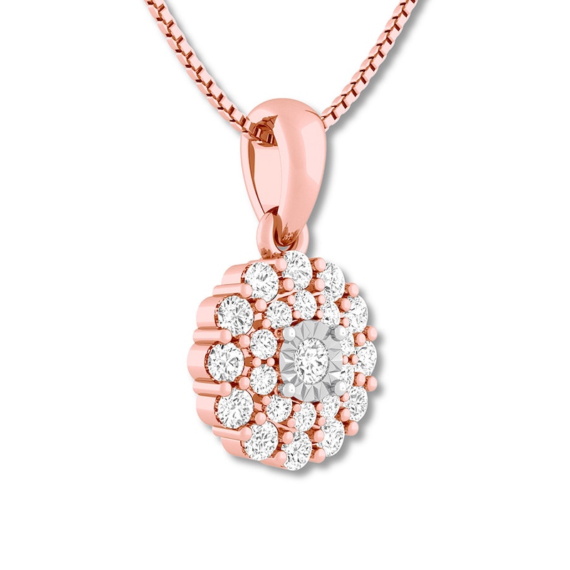 Main Image 2 of Diamond Necklace 3/8 ct tw Round-cut 10K Rose Gold 18"
