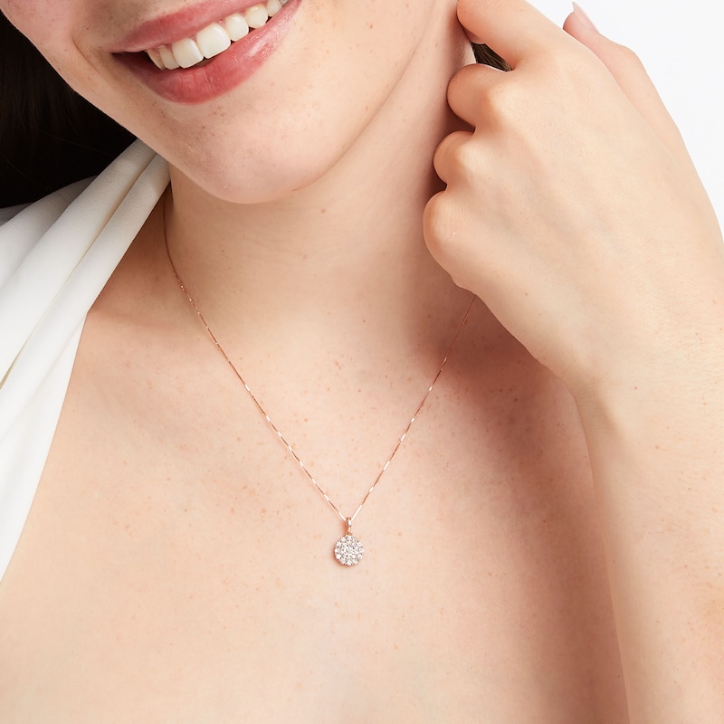 Main Image 5 of Diamond Necklace 3/8 ct tw Round-cut 10K Rose Gold 18"