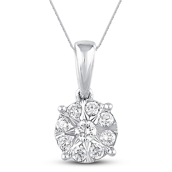 Diamond Necklace 1/4 ct tw Round-cut 10K White Gold