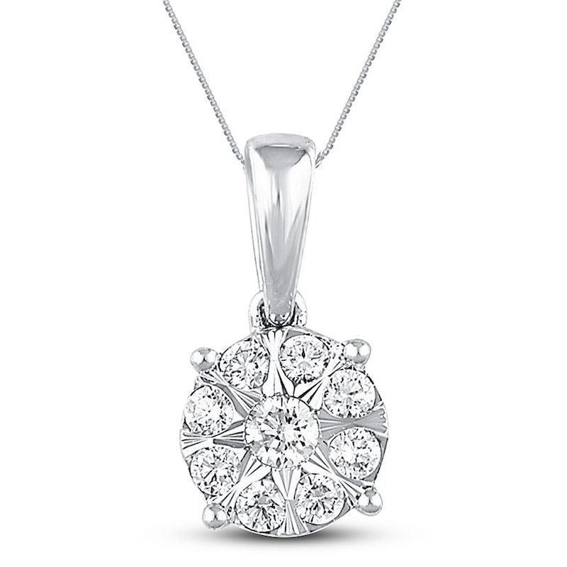 Main Image 1 of Diamond Necklace 1/4 ct tw Round-cut 10K White Gold