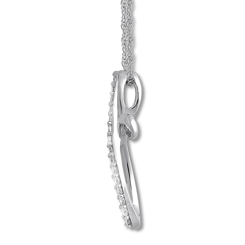 Main Image 2 of Diamond Cross Necklace 1/10 ct tw Round-cut 10K White Gold 18&quot;