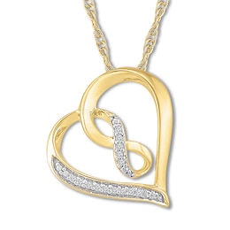 Heart Infinity Necklace with Diamonds 10K Yellow Gold 18&quot;