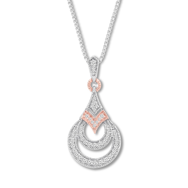 Diamond Necklace 1/5 ct tw Sterling Silver & 10K Rose Gold