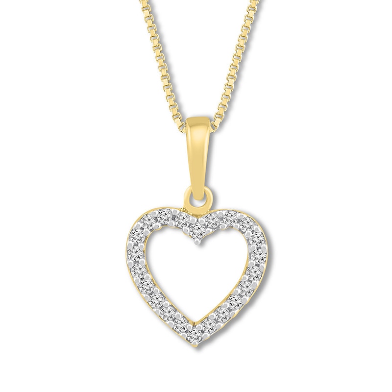 j102 Beautiful 10k Yellow Gold Diamond Studded Heart Pendant NO CHAIN