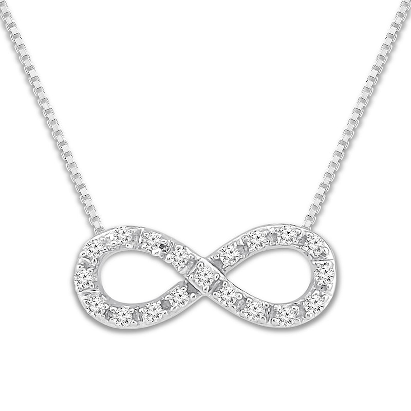 Main Image 1 of Diamond Infinity Necklace 1/10 ct tw Round-cut Sterling Silver
