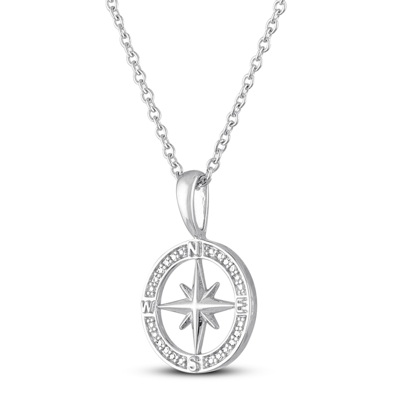 Sliver Compass Logo Lock Necklace