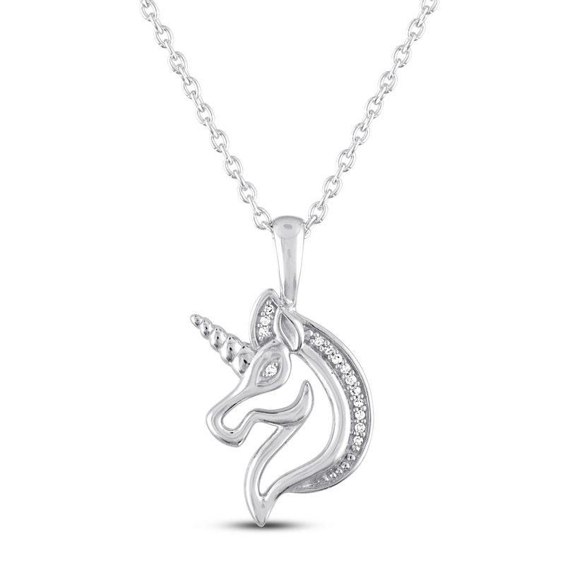 Main Image 2 of Unicorn Necklace with Diamonds Sterling Silver