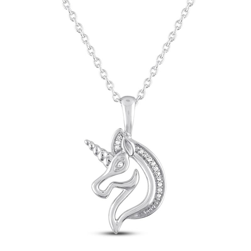 Unicorn Necklace 1/15 ct tw Diamonds Sterling Silver 14K Plated