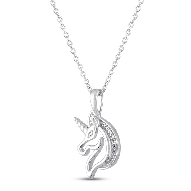 Main Image 3 of Unicorn Necklace with Diamonds Sterling Silver