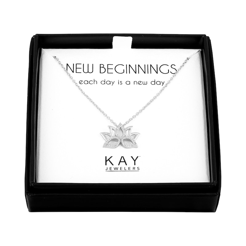 Main Image 1 of Lotus Necklace with Diamonds Sterling Silver
