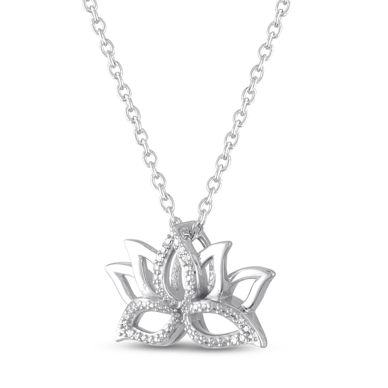 Main Image 3 of Lotus Necklace with Diamonds Sterling Silver