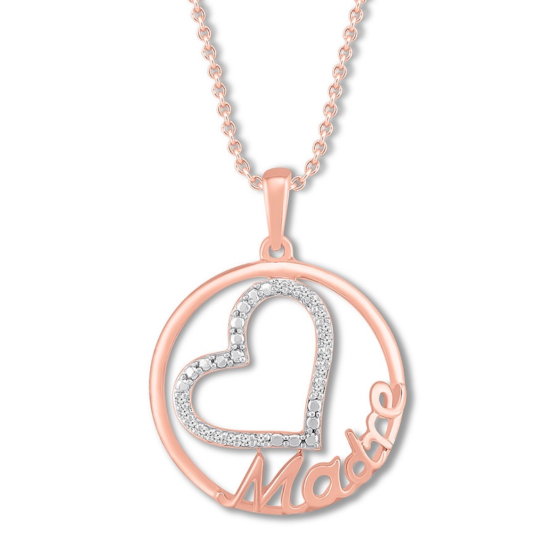 Madre Heart Necklace 1/20 ct tw Diamonds 10K Rose Gold 19"