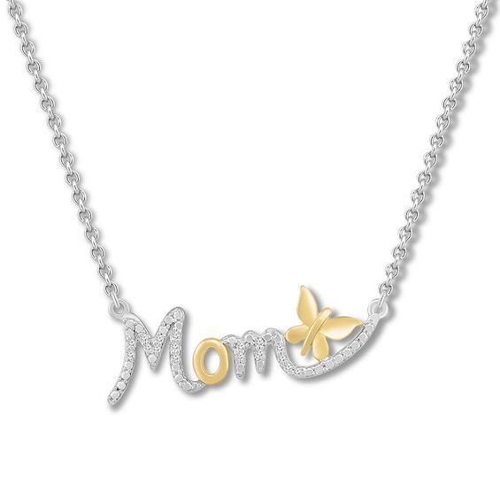 Diamond Mom Necklace 1/20 ct tw Sterling Silver & 10K Yellow Gold