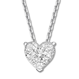 Diamond Heart Necklace 1/4 ct tw Round-cut 10K White Gold