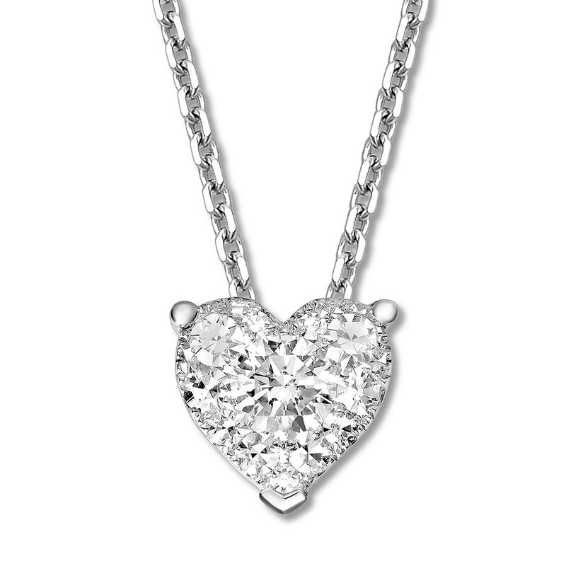 Main Image 1 of Diamond Heart Necklace 1/4 ct tw Round-cut 10K White Gold