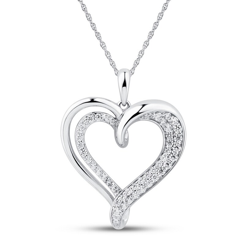 Diamond Heart Necklace 1 2 Ct Tw Round Cut 10k White Gold Kay Outlet