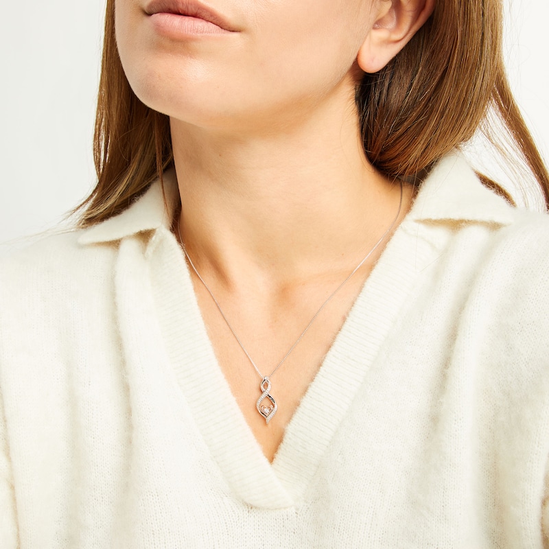 Main Image 3 of Diamond Necklace 1/15 ct tw Sterling Silver & 10K Rose Gold 18"