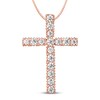 Thumbnail Image 1 of Diamond Cross Pendant 1/4 ct tw 10K Rose Gold 18"