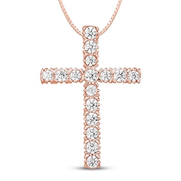 Diamond Cross Pendant 1/4 ct tw 10K Rose Gold 18"