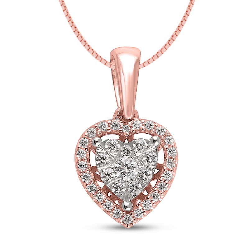 Main Image 1 of Diamond Heart Necklace 1/4 ct tw 10K Two-Tone Gold