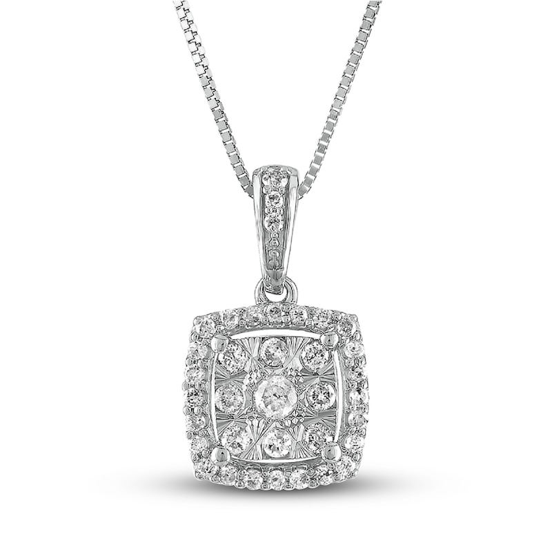 Diamond Necklace 1/4 ct tw 10K White Gold 18"